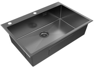 Мойка кухонная Paulmark Kroner-Edge PM777551-GM воронёная сталь